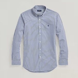 POLO Ralph Lauren Slim Fit Striped Stretch Poplin Shirt–Navy/White –Men’s Size M